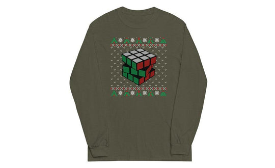 Rubik's Cube Ugly Christmas Long Sleeve Shirt | SpeedCubeShop