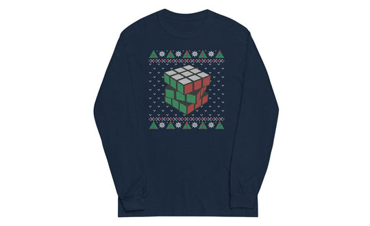 Rubik's Cube Ugly Christmas Long Sleeve Shirt | SpeedCubeShop